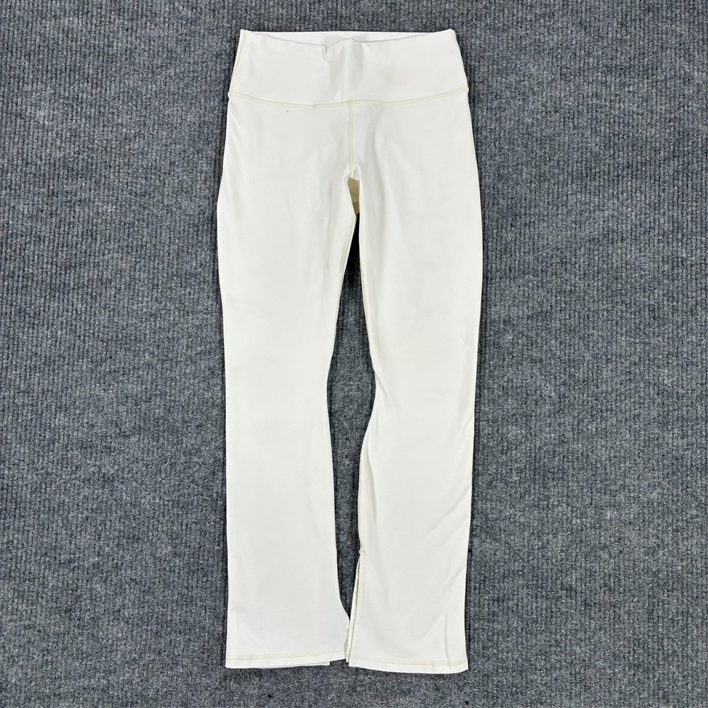 Fabletics PowerHold Leggings‎ Womens Medium Ivory High Rise Split Hem Yoga